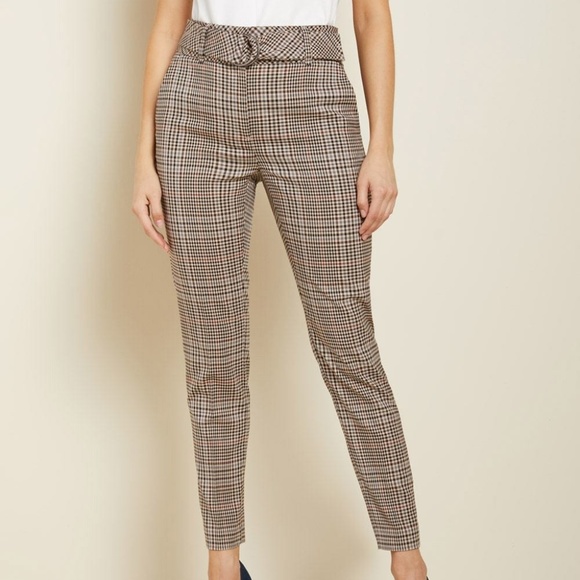 RW&CO. Pants - Plaid Ankle Length Slim Pant with Buckle